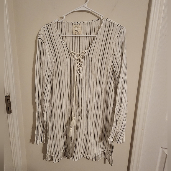 ❤️Billabong White Stripe Cover Up Medium - Picture 2 of 4